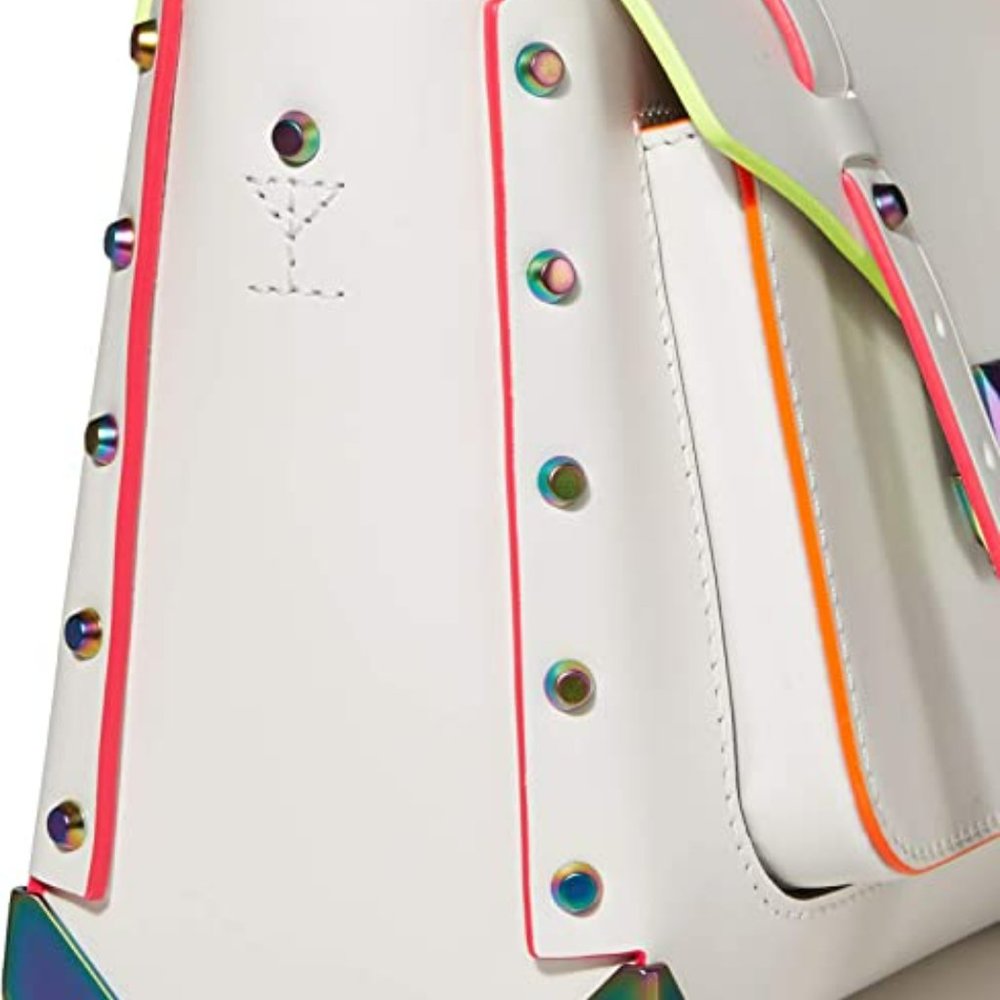 MICHAEL KORS MANHATTAN MEDIUM OPTIC WHITE NEON CROSSBODY SCHOOL SATCHEL BAG NWT! - Picture 9 of 15